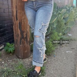 Western Oh My Stars Denim Jeans Boho Chic Casual Pants New